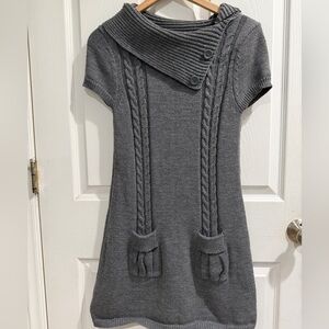 VTG Gray Cable Knit Sweater Dress Y2k